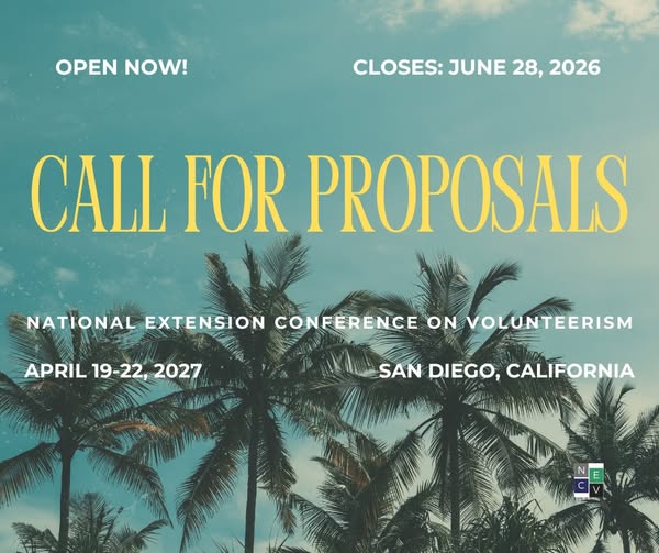 2027 National Extension Conference on Volunteerism Graphic with call for proposals